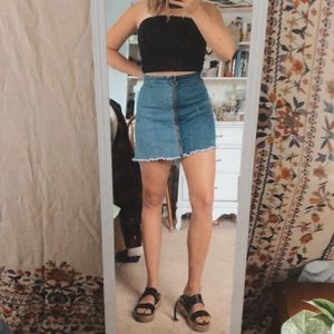 Two-toned zip up denim skirt!